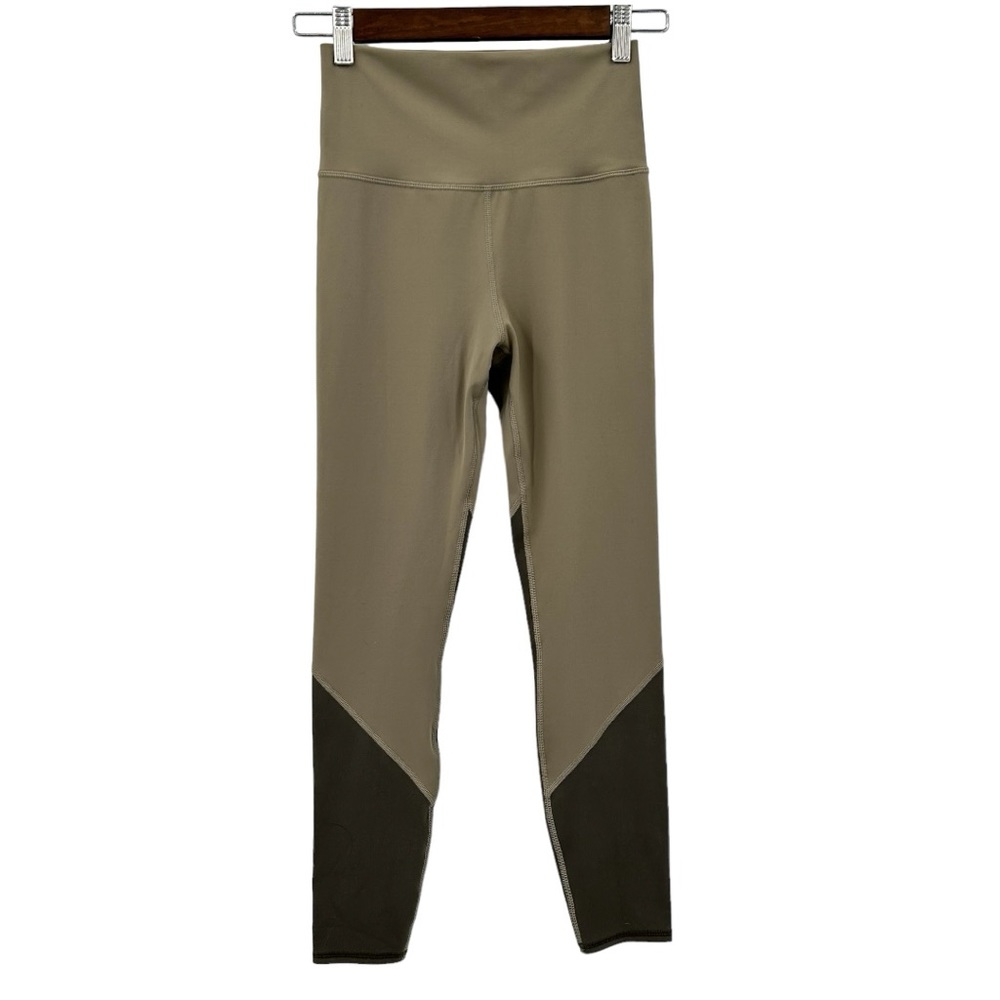 High-Waist Two-Tone Olive Leggings